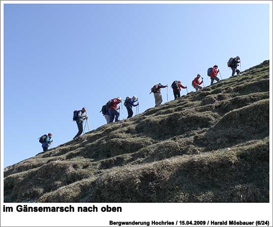 im Gänsemarsch nach oben