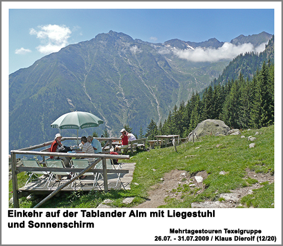 Einkehr auf der Tablander Alm m Liegestuhl ...