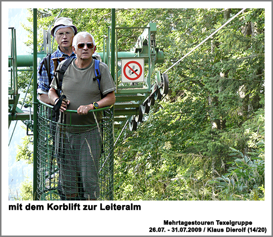 mit dem Korblift zur Leiteralm