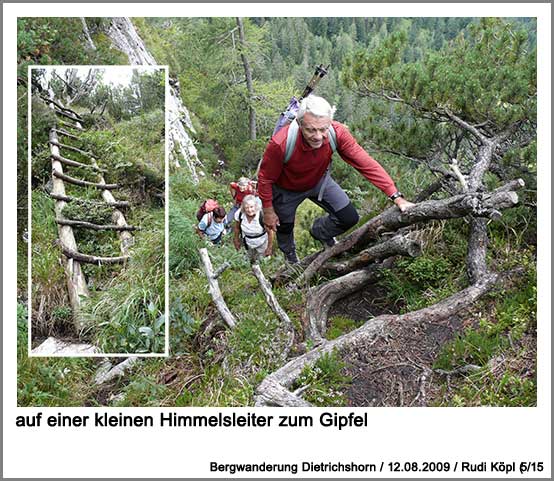 auf einer kleinen Himmelsleiter zum Gipfel