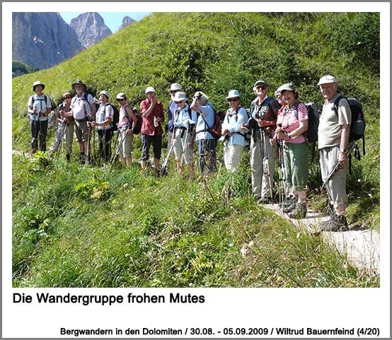 die Wandergruppe frohen Mutes