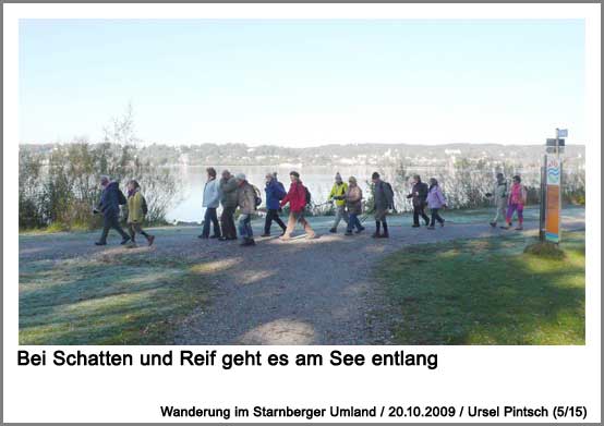 bei Schatten und Reif geht es am See entlang