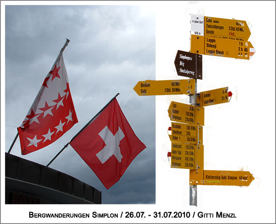 Schweiz mit einer vorbildlichen Wegebeschilderung