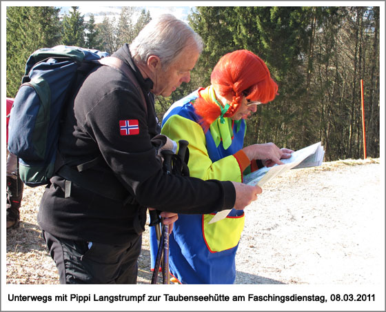 Pippi Langstrumpf blickt vorsorglich auf die Karte