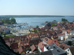 <p>Blick vom Turm der Marienkirche auf den Hafen</p>