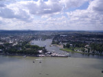 <p>Blick von der Festung Ehrenbreitstein auf das "Deutsche Eck"</p>