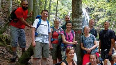 Group picture at the Josefstaler Waterfalls