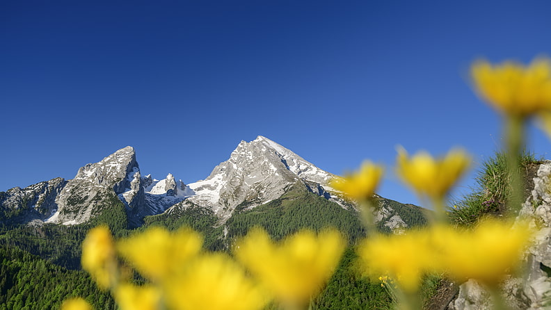 Erste Reihe: Der Grünstein-Gipfel bietet eine unschlagbare Aussicht auf das Wahrzeichen des Berchtesgadener Landes, den Watzmann