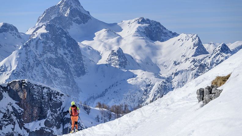 Abfahrtsgenuss mit Ausblick auf den Hundstod (2593 m)