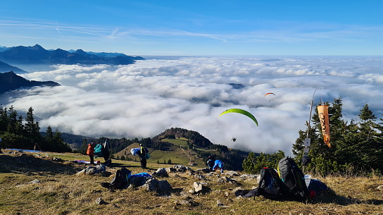 At the summit of the Hochries with paragliding launch site, 20 November 2021