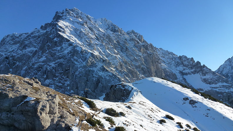 Der Gipfelaufbau des Wörner ist besonders mit Schnee ein Blickfang. 