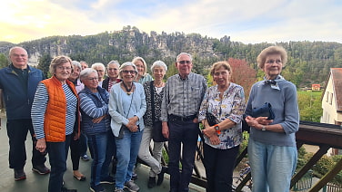 Treffen auf der Hotel terrasse