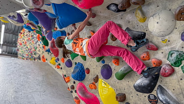 Warmbouldern in der langen Spraywall