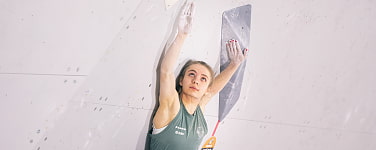 Anna Apel in einem Boulder beim Europacup Anfang März in München. 