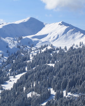 Riedberger Horn in verschneiter Berglandschaft