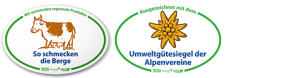 Gütesiegel "So schmecken die Berge" und "Umweltgütesiegel"