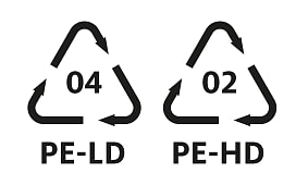 Symbole PE-LD und PE-HD