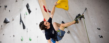 Taro Knandel bei der Bayerischen Meisterschaft Lead 2024 in Nürnberg.